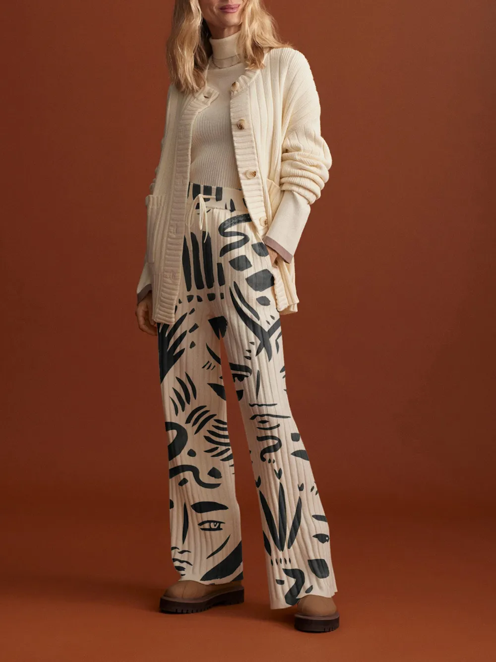 Simeon Wide Rib Knit Trouser