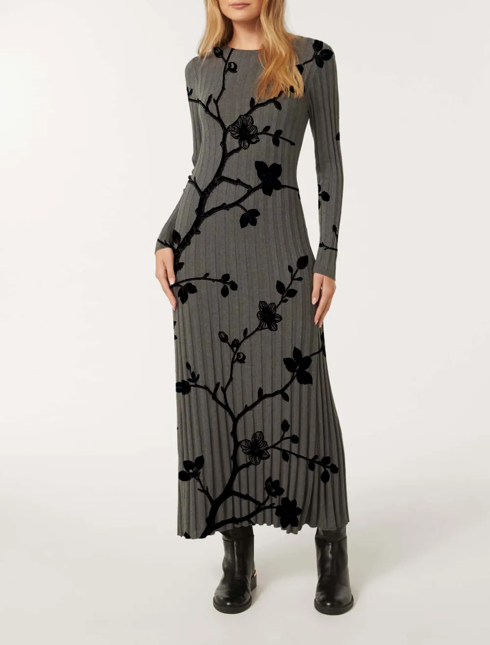 Crew-Neck Knit Dress