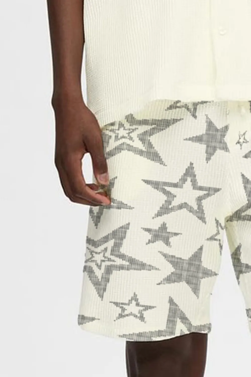 Off-White Waffle Textured Co-ord Set Shorts