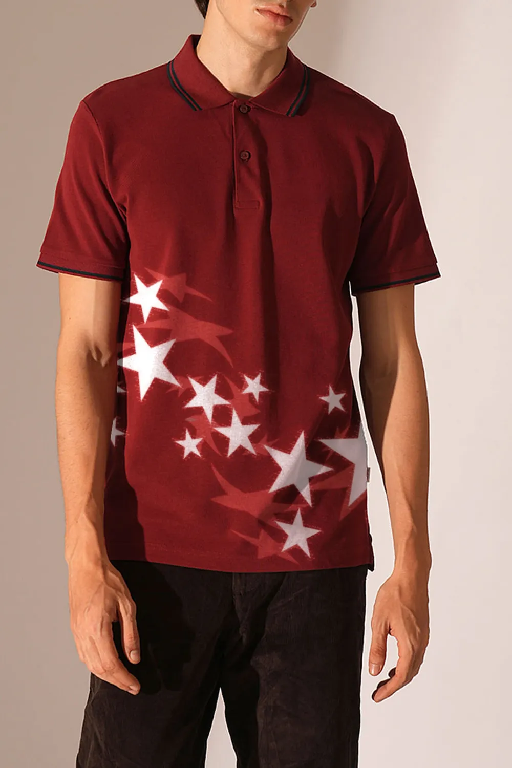 Red Embroidered Organic Cotton Polo