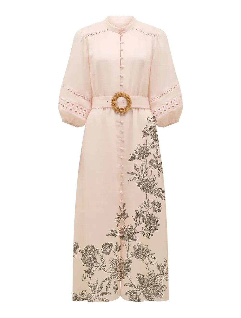 Rebecca Belted Trim Midi Dress