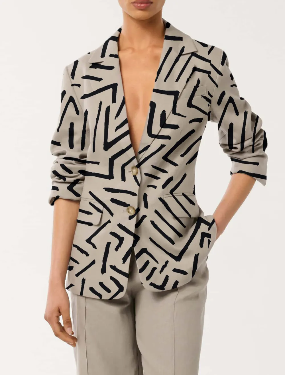 Petite Two Button Linen Blazer