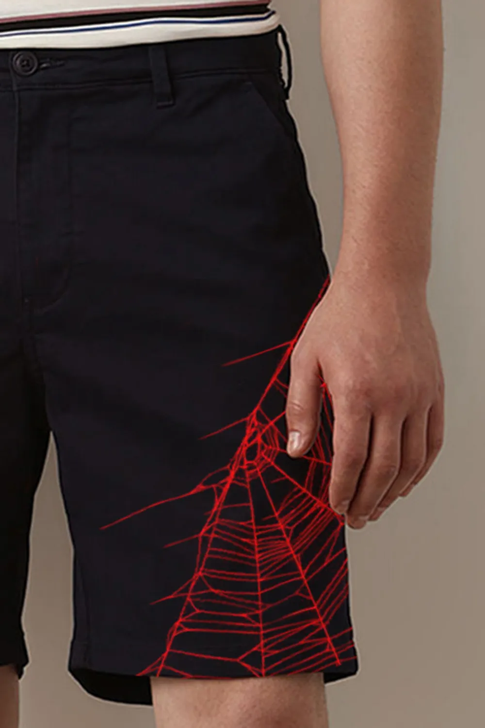 Navy Blue Mid Rise Chino Shorts