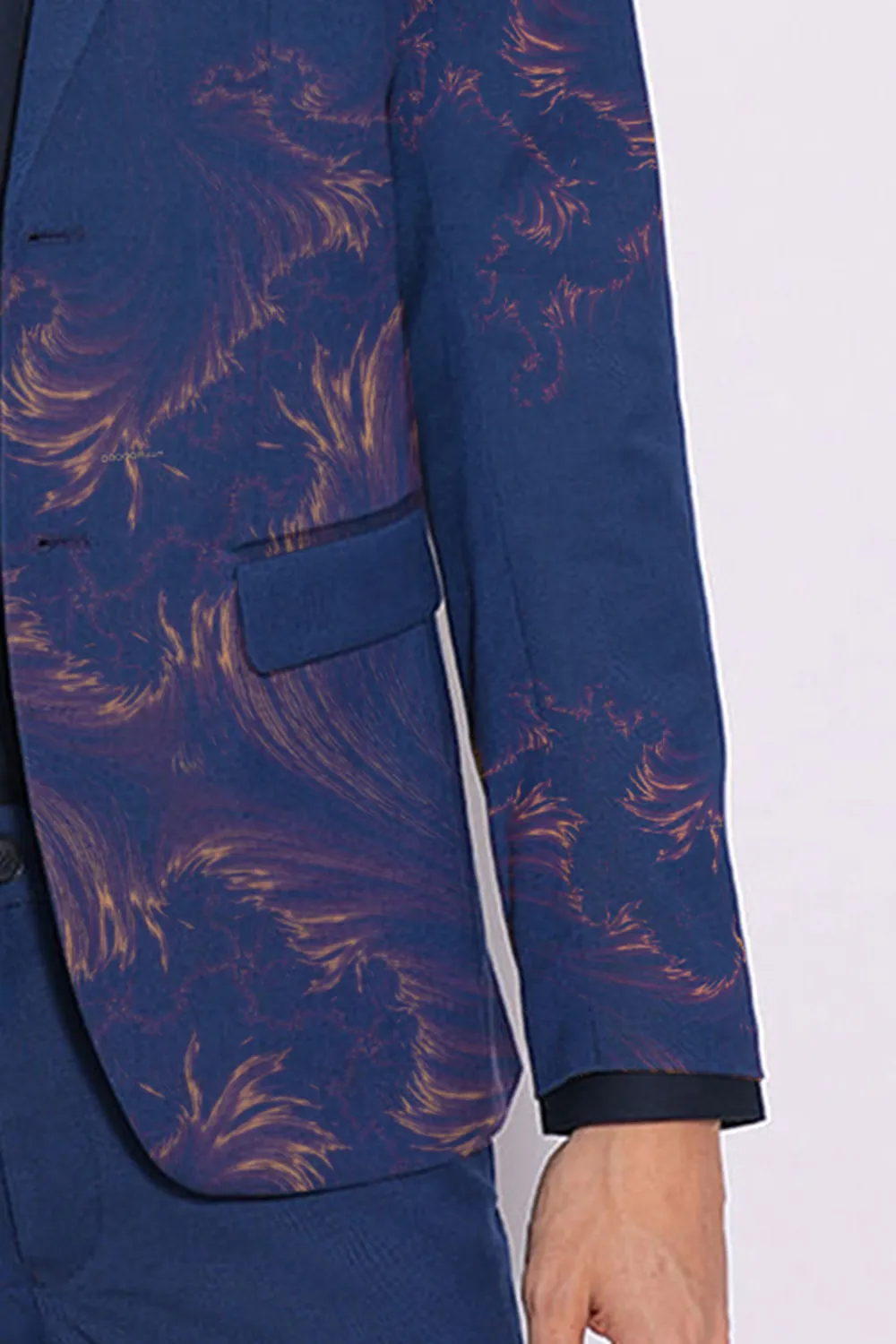 Dark Blue Structured Suit-Set Blazer