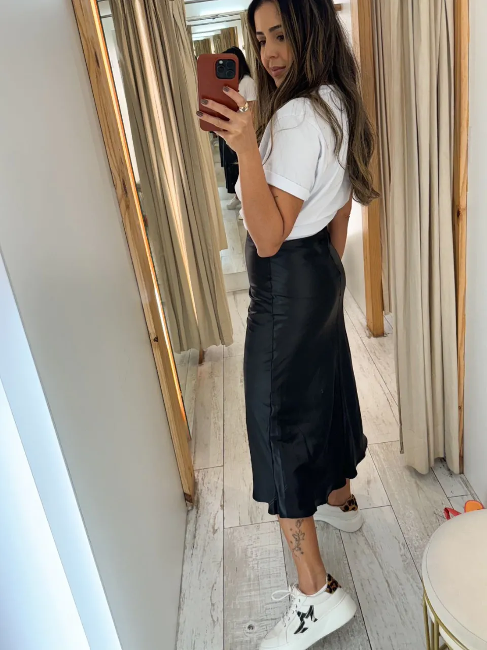 Satin Midi Skirt