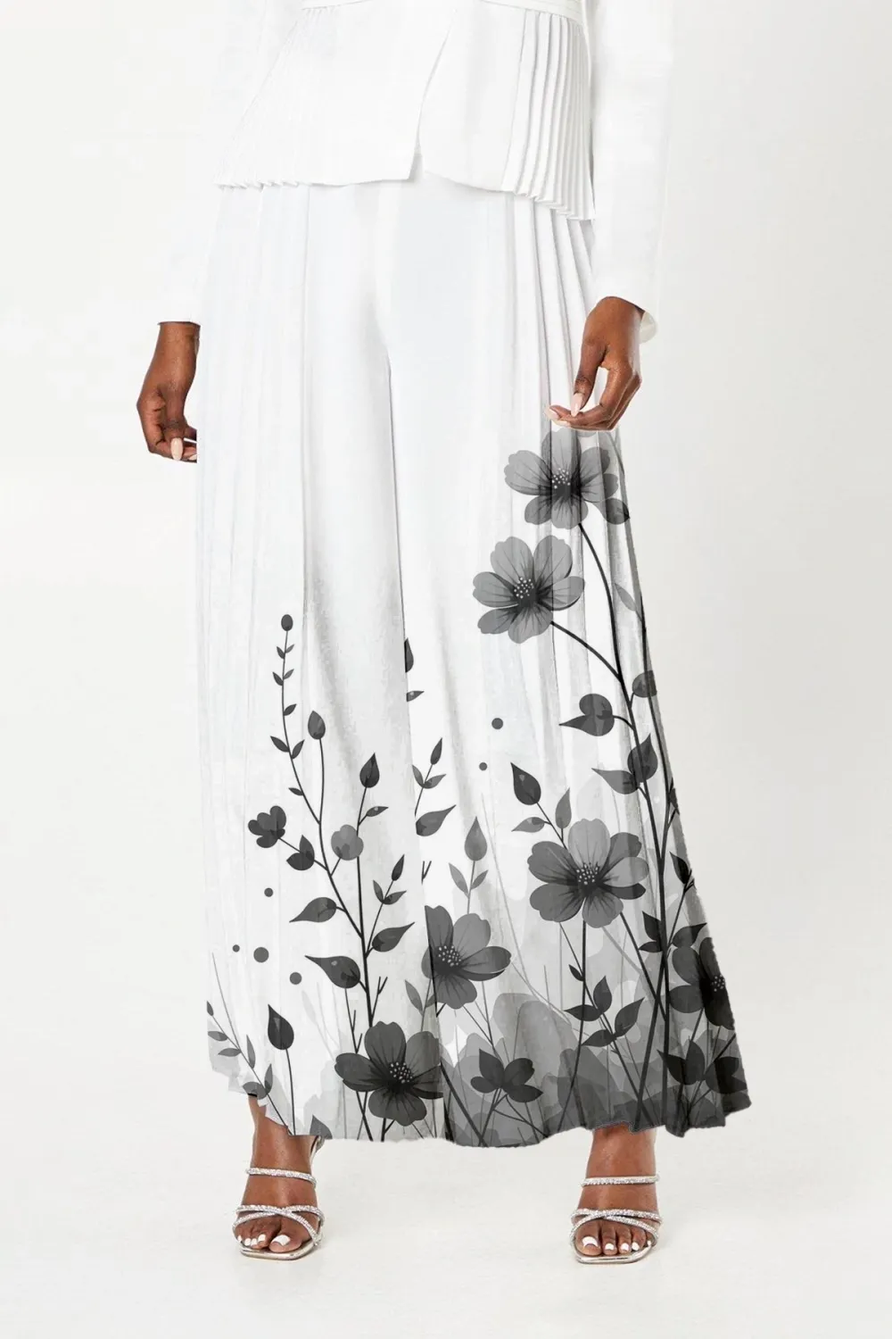 Pleat Detail Wide Leg Trouser