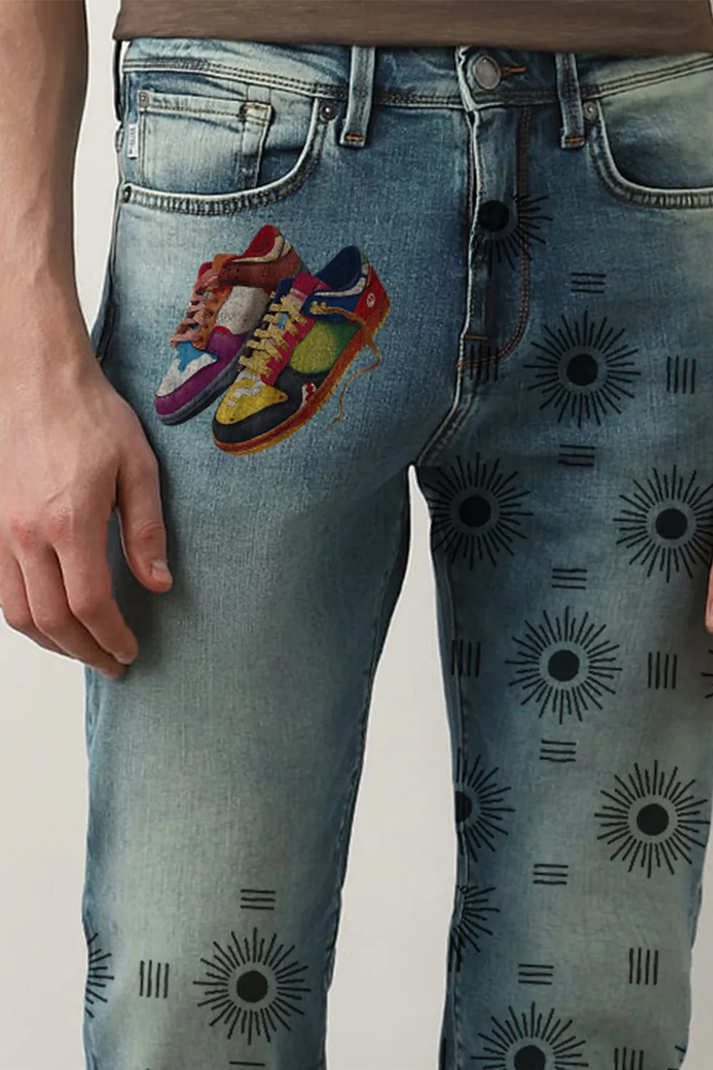 Blue Mid Rise Scott Straight Fit Jeans