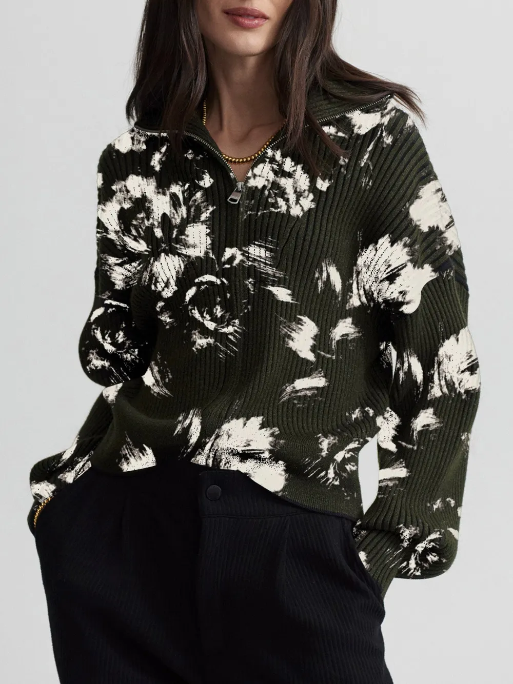 Carmen Zip-Through Rib Knit