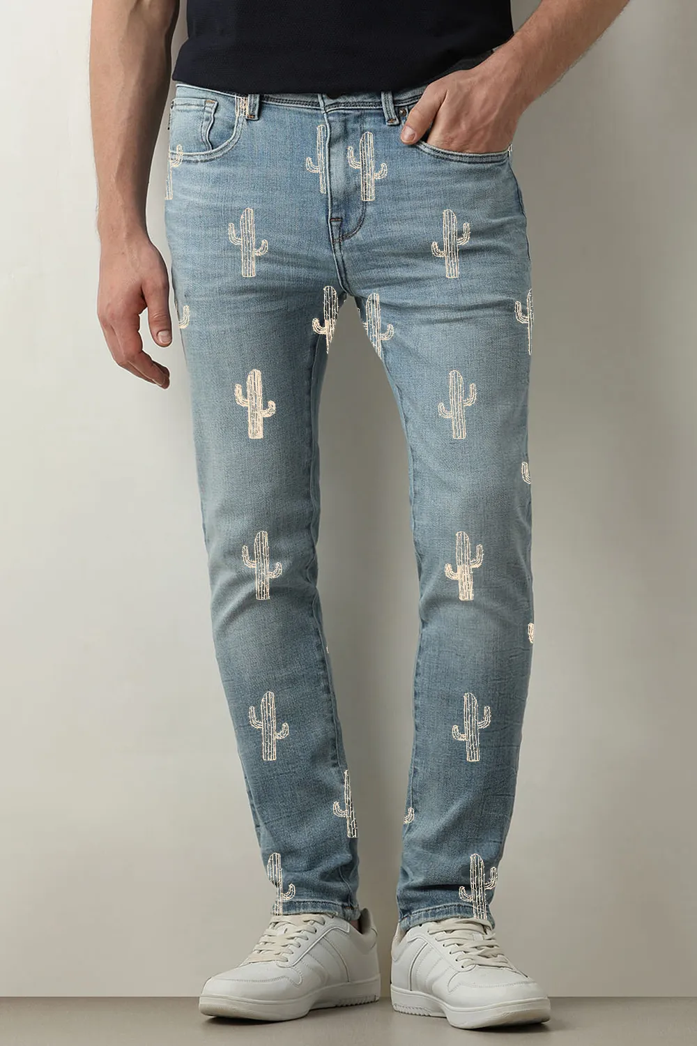 Blue Mid Rise Leon Slim Fit Jeans