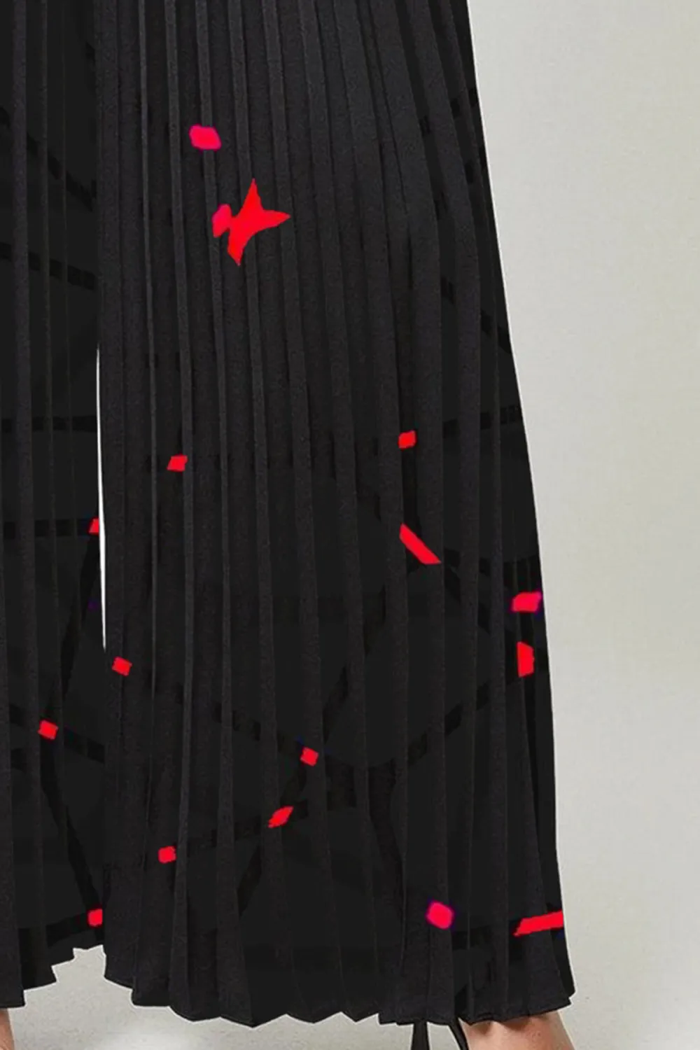All Over Pleated Wide Leg Trousers