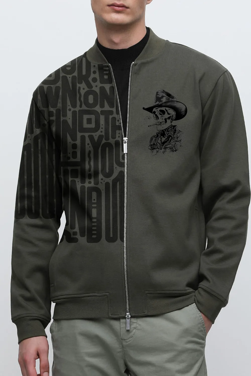 Dark Green Jersey Bomber Jacket