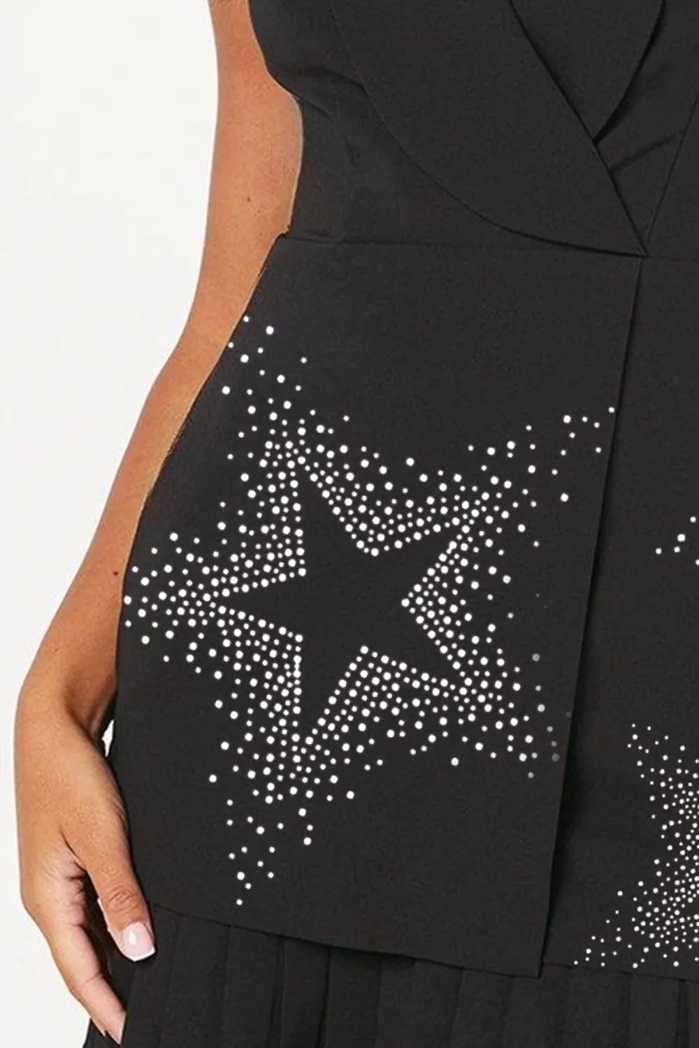 Pleated Hem Tuxedo Mini Dress