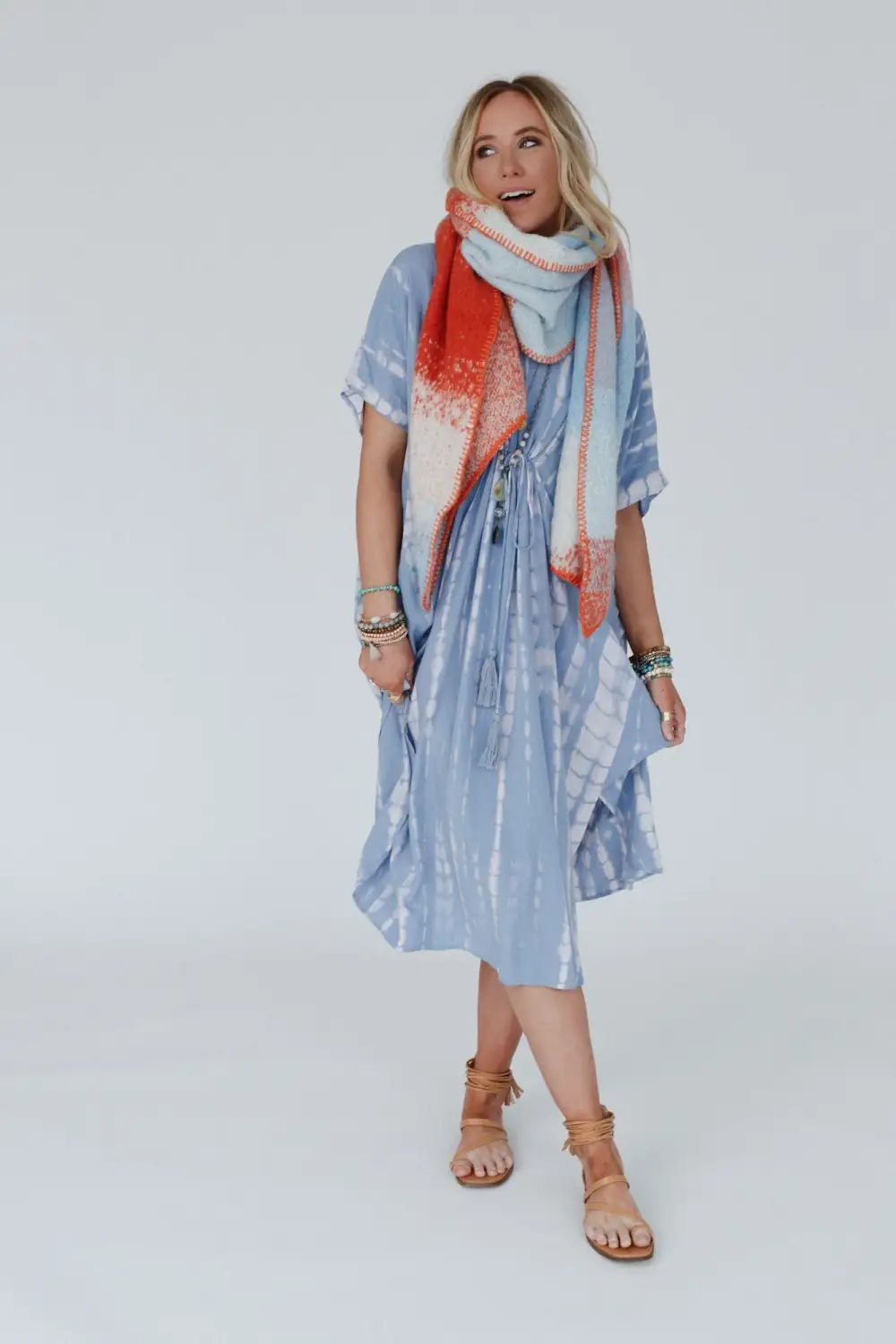 Sunny Shores Tie Dye Kimono Dress - Blue
