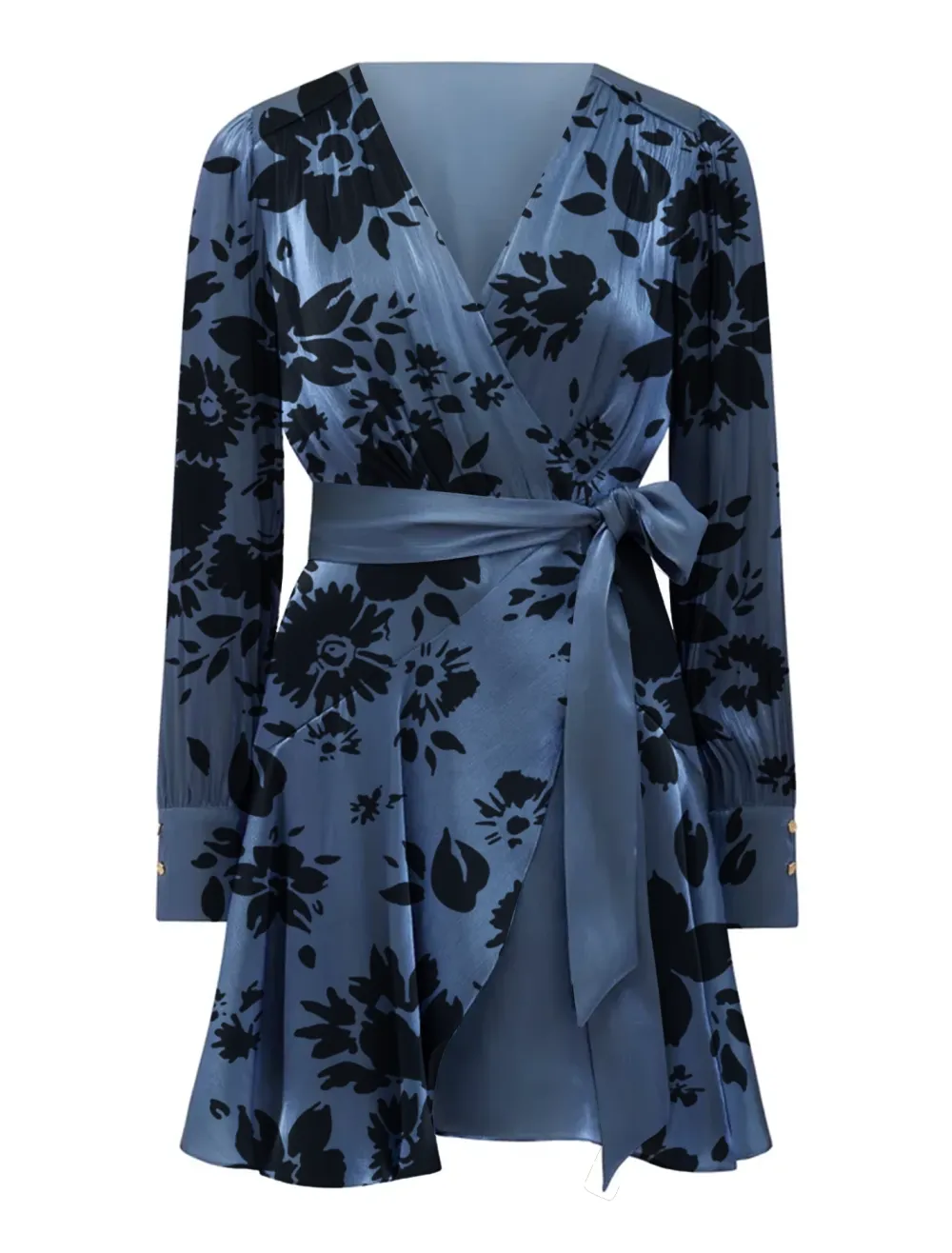 Myra Metallic Wrap Mini Dress