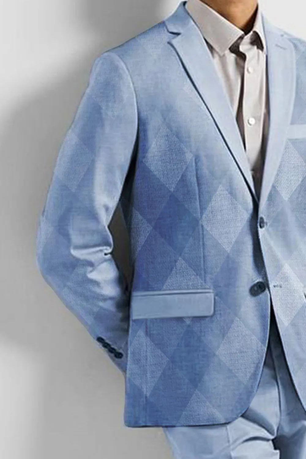 Blue Structured Suit-Set Blazer