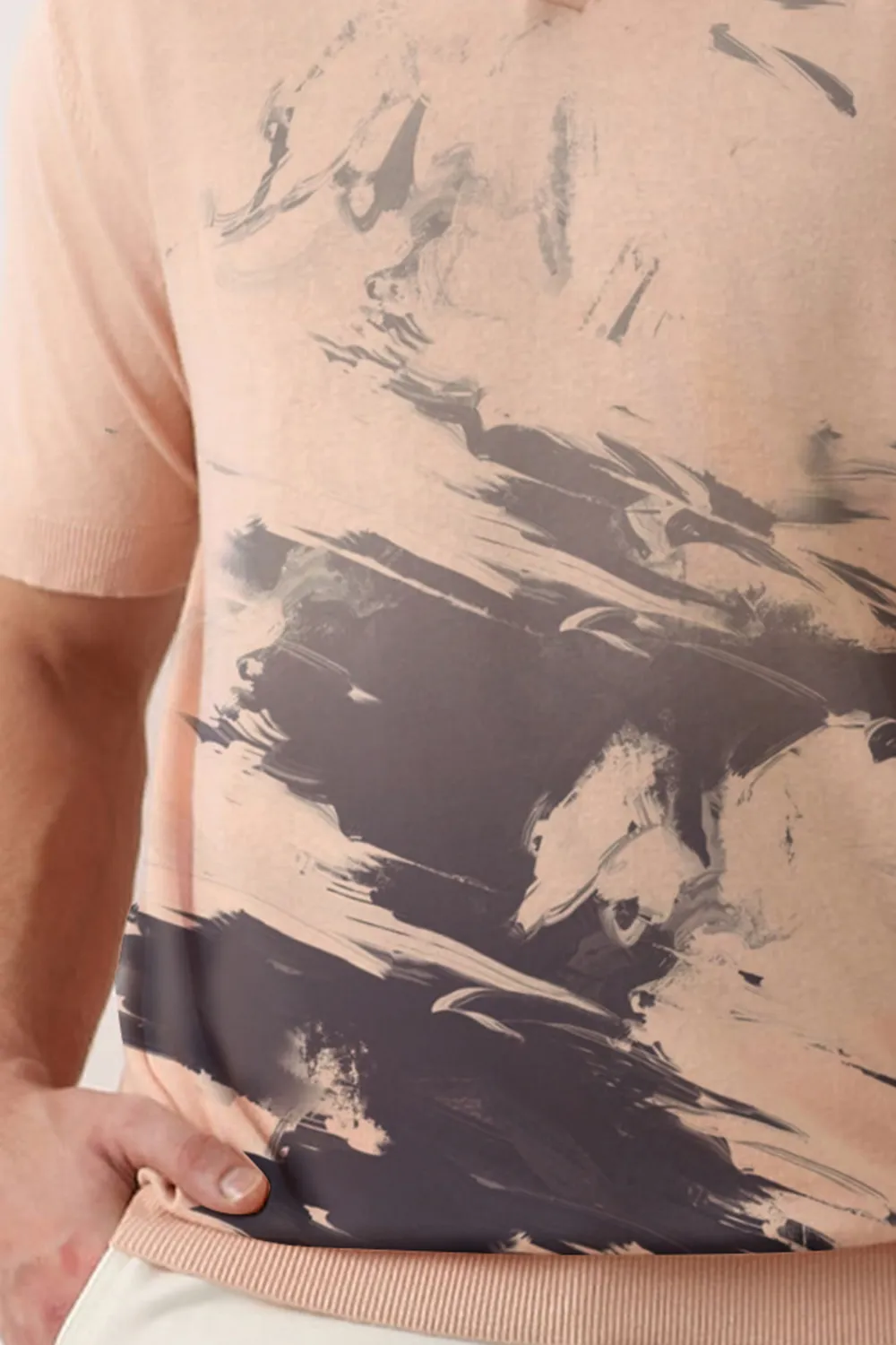 Peach Linen Polo T-shirt