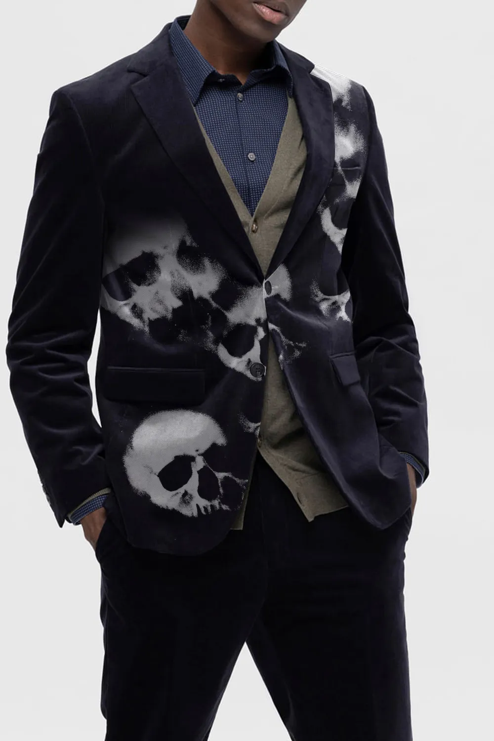 Dark Blue Corduroy Blazer