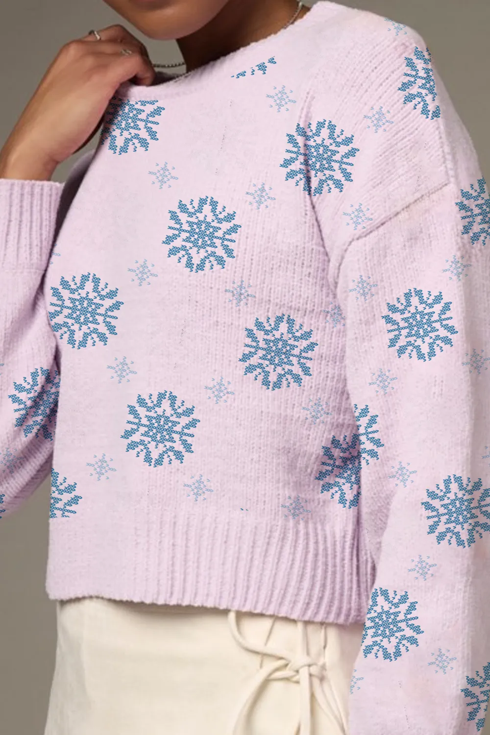 Angelica Flower Embroidered Sleeve Sweater