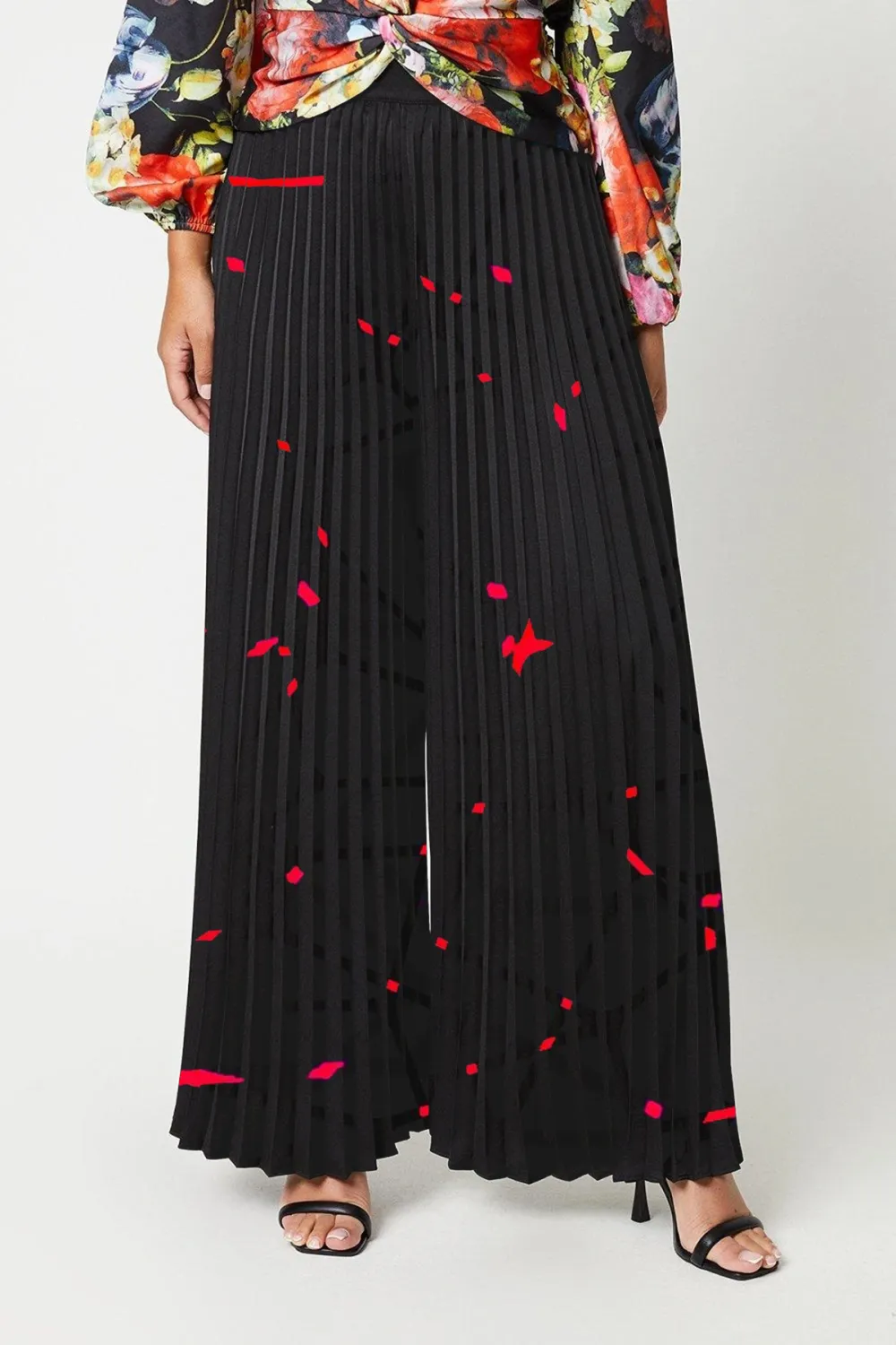 All Over Pleated Wide Leg Trousers