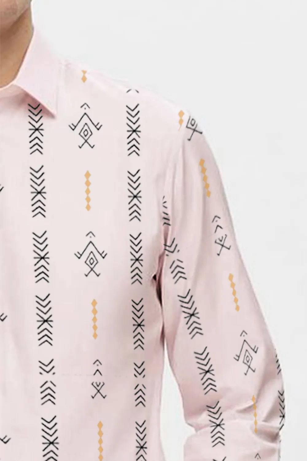 Pink Cotton Slim Full Sleeves Shirt