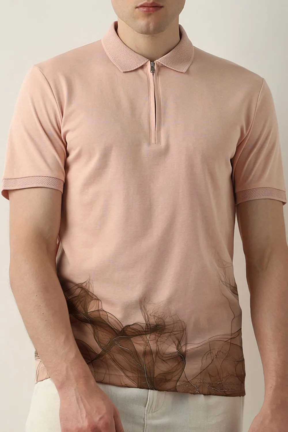 Pink Zip Detail Polo T-shirt