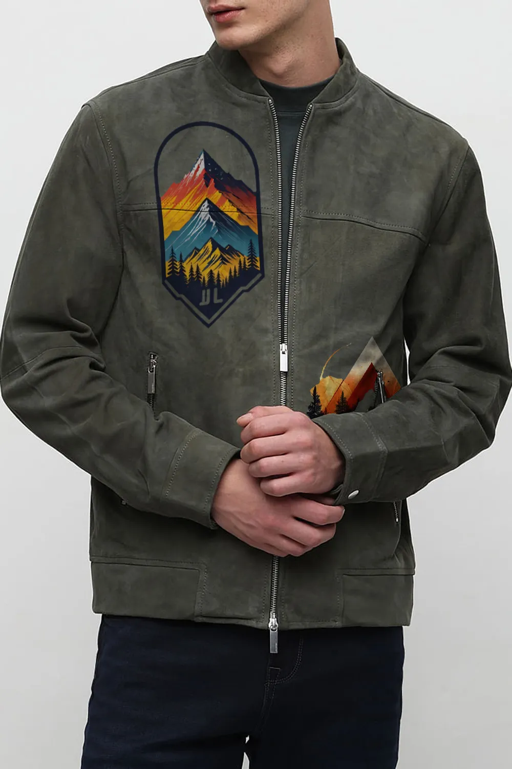 Green Suede Bomber Jacket