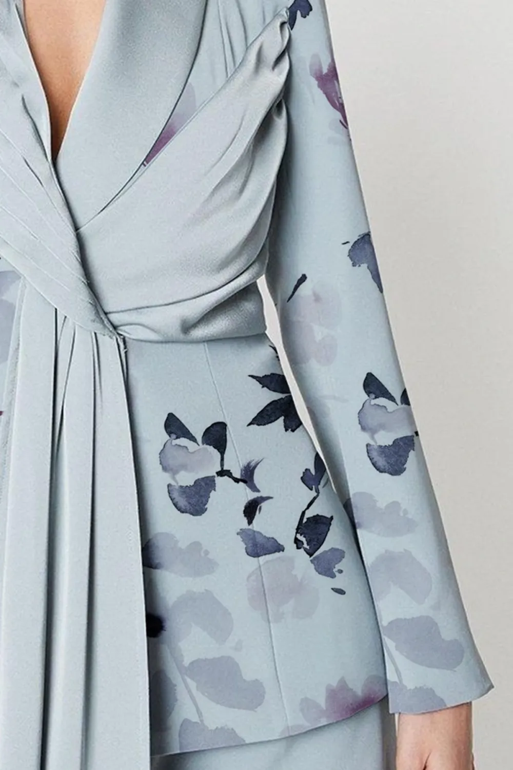 Satin Detail Drape Front Blazer