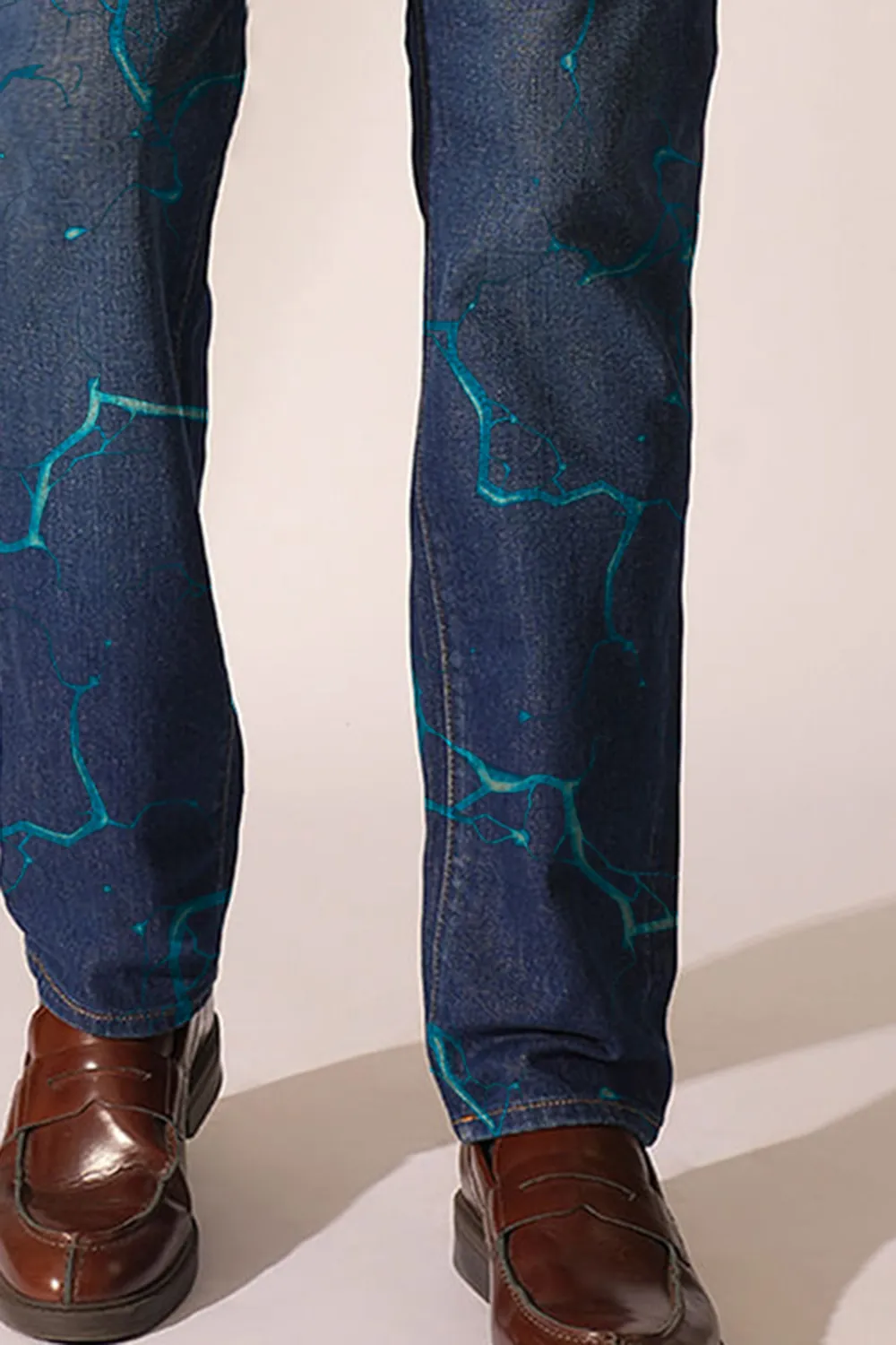 Blue Mid Rise Straight Fit Jeans