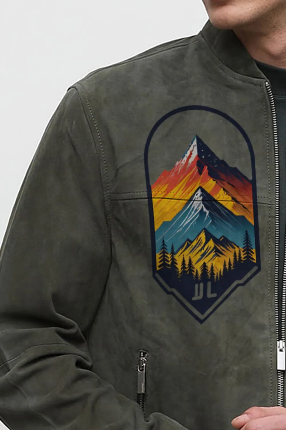 Green Suede Bomber Jacket