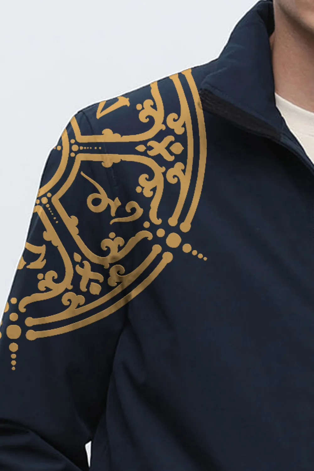 Navy Blue High Neck Padded Jacket