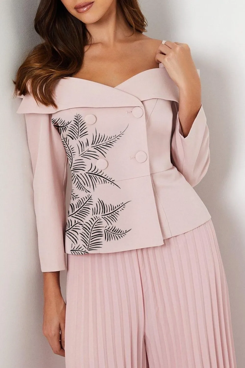 3/4 Sleeve Off Shoulder Peplum Jacket