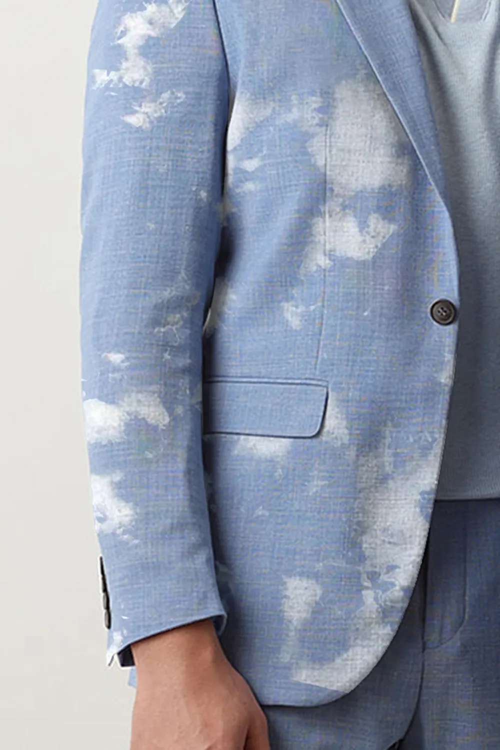 Green Linen Single Breasted Suit-Set Blazer