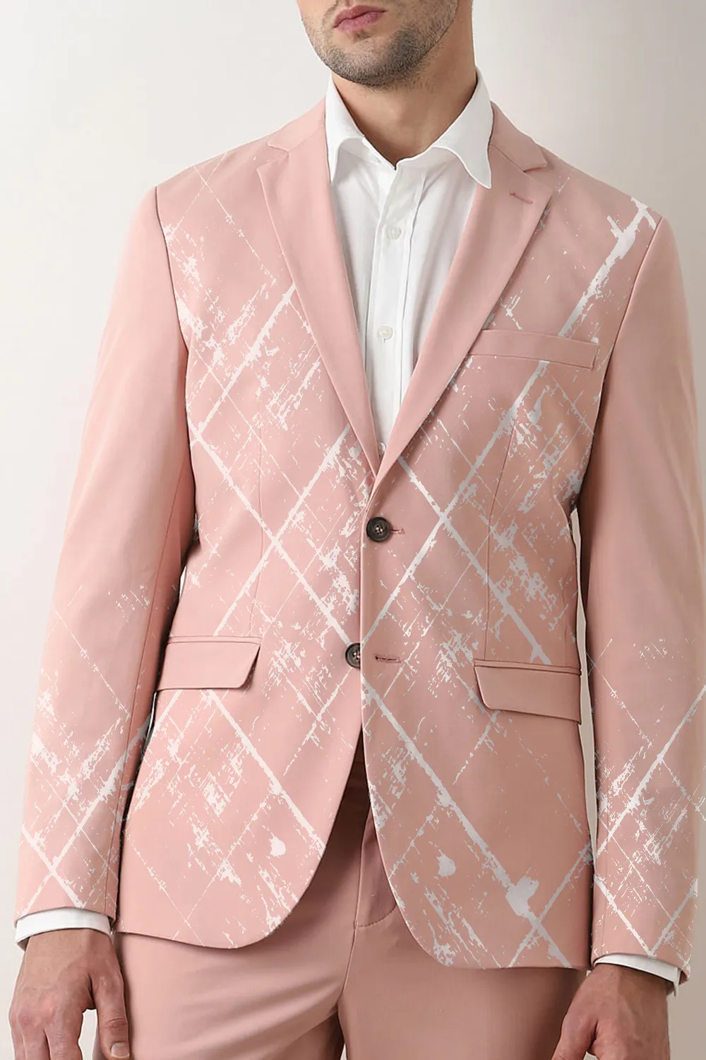 Pink Single Breasted Suit-Set Blazer