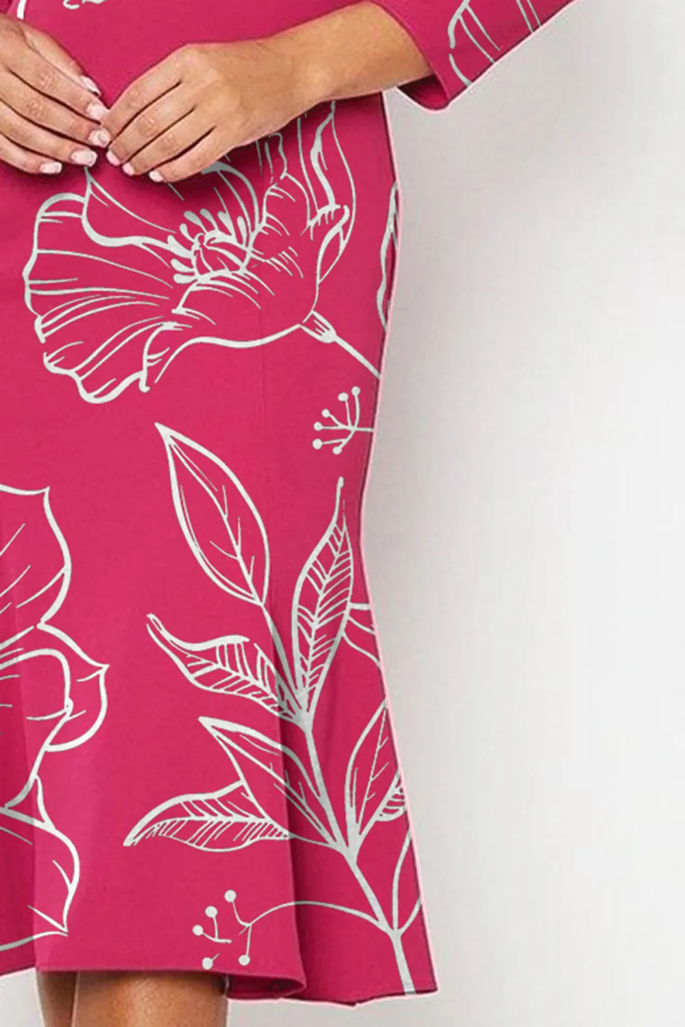 Tulip Bodice Long Sleeve Midi Dress