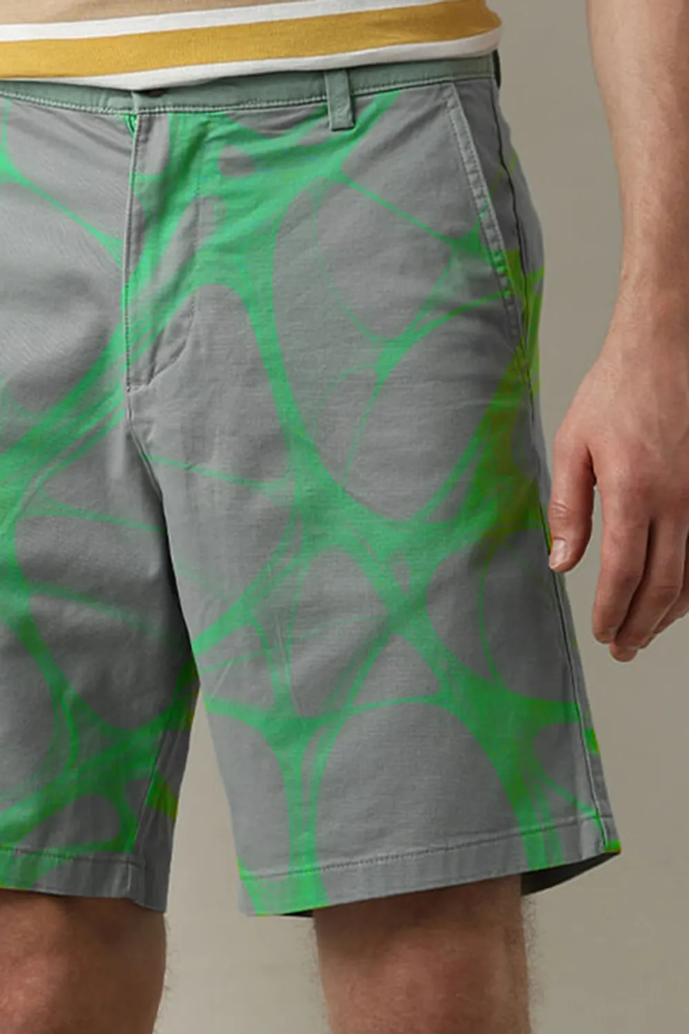 Green Mid Rise Chino Shorts