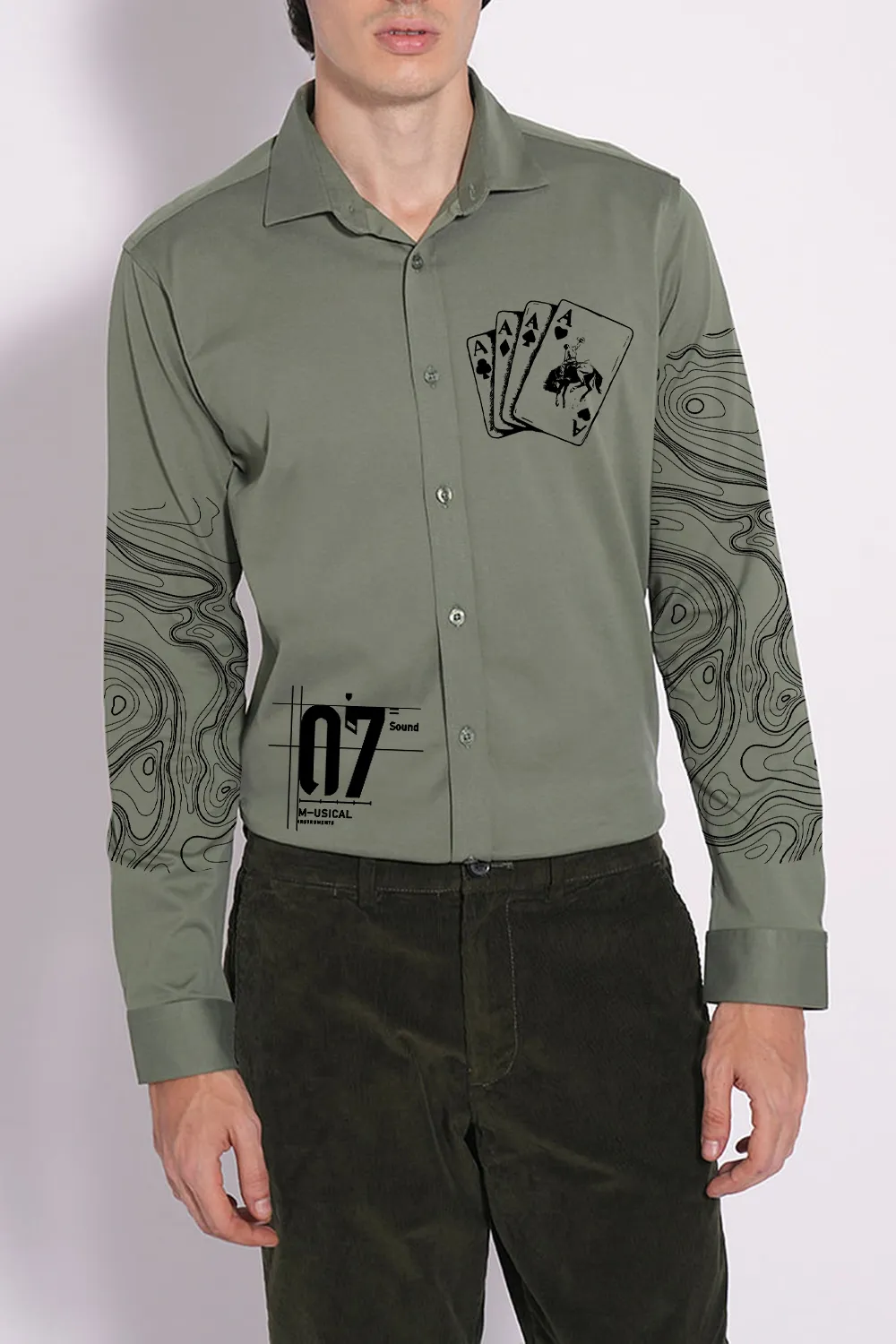 Green Cotton Knitted Shirt