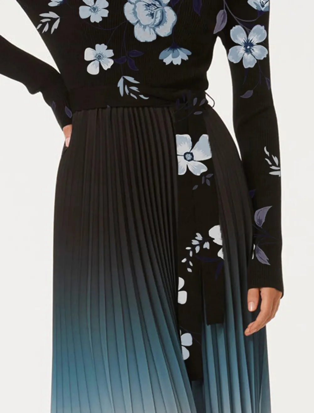 Harmony Ombre Pleat Midi Dress