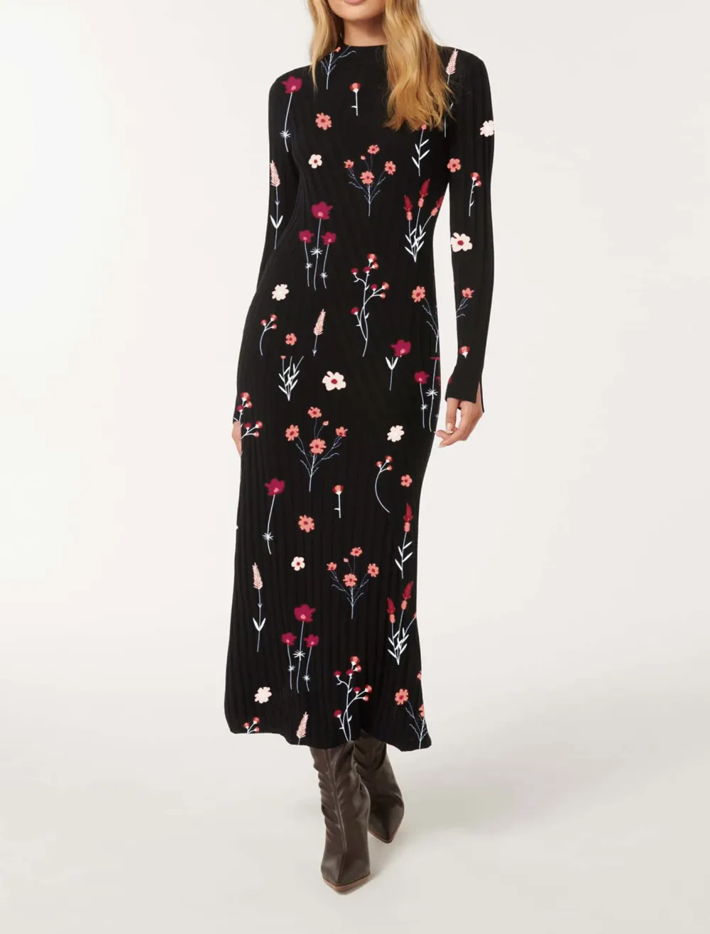 Melody Rib Transfer Midi Dress