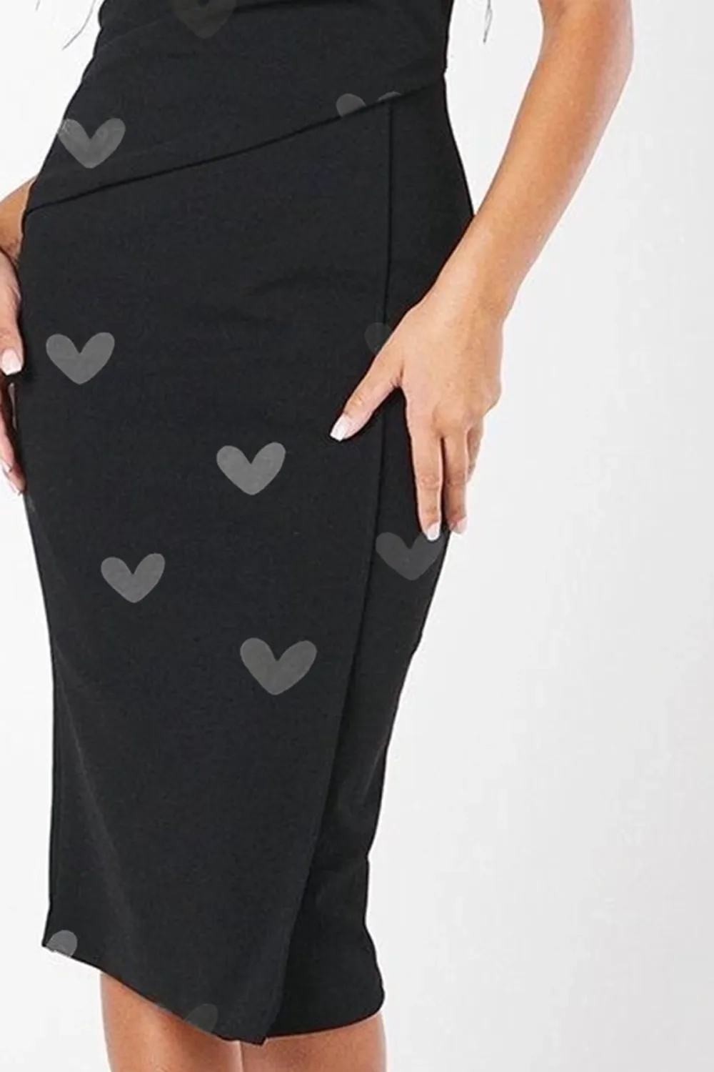 Stretch Crepe Feather Trim Midi Dress
