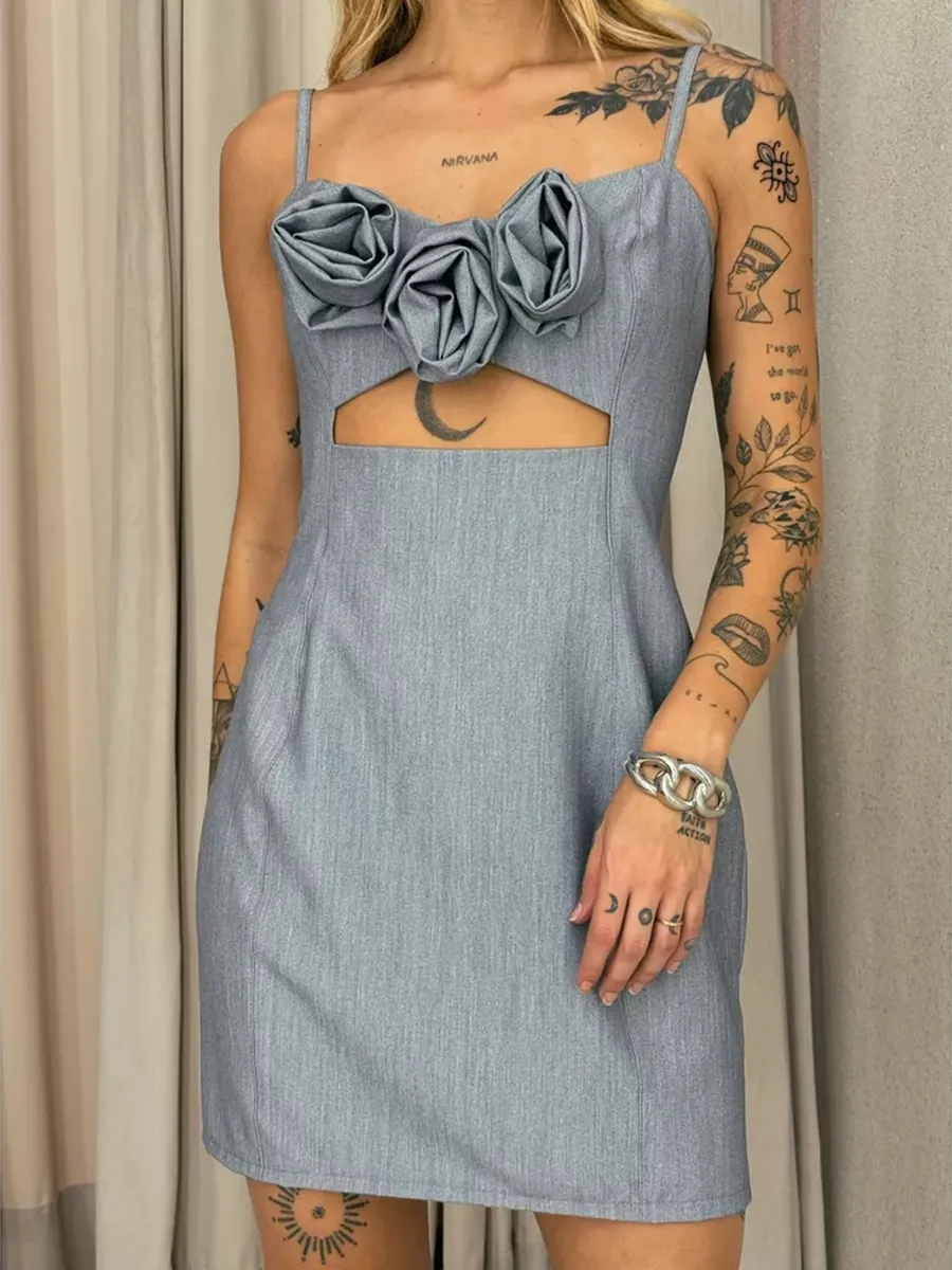 Catarina Gray Flower Dress