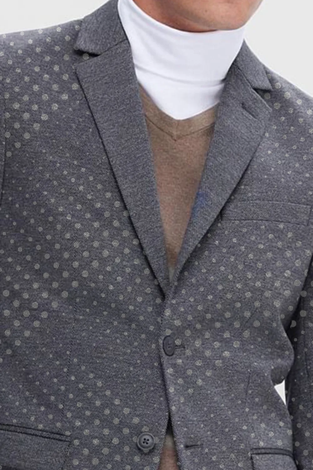 Blue Slim Fit Jersey Suit-Set Blazer