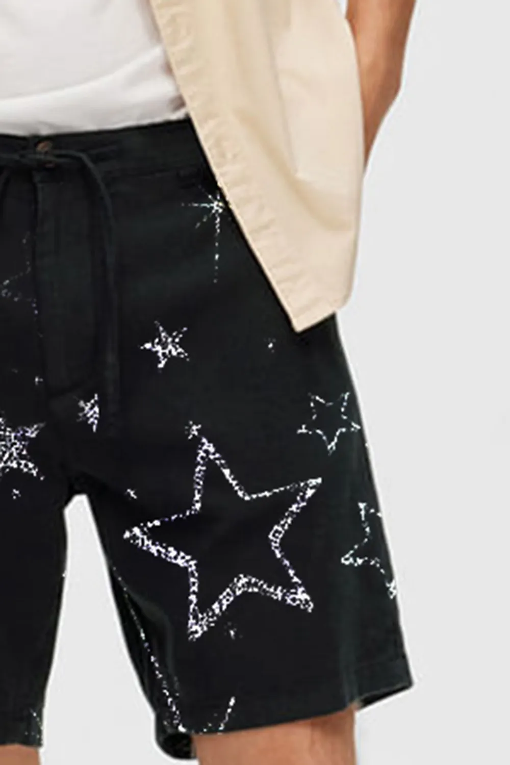 Black Mid Rise Linen Shorts