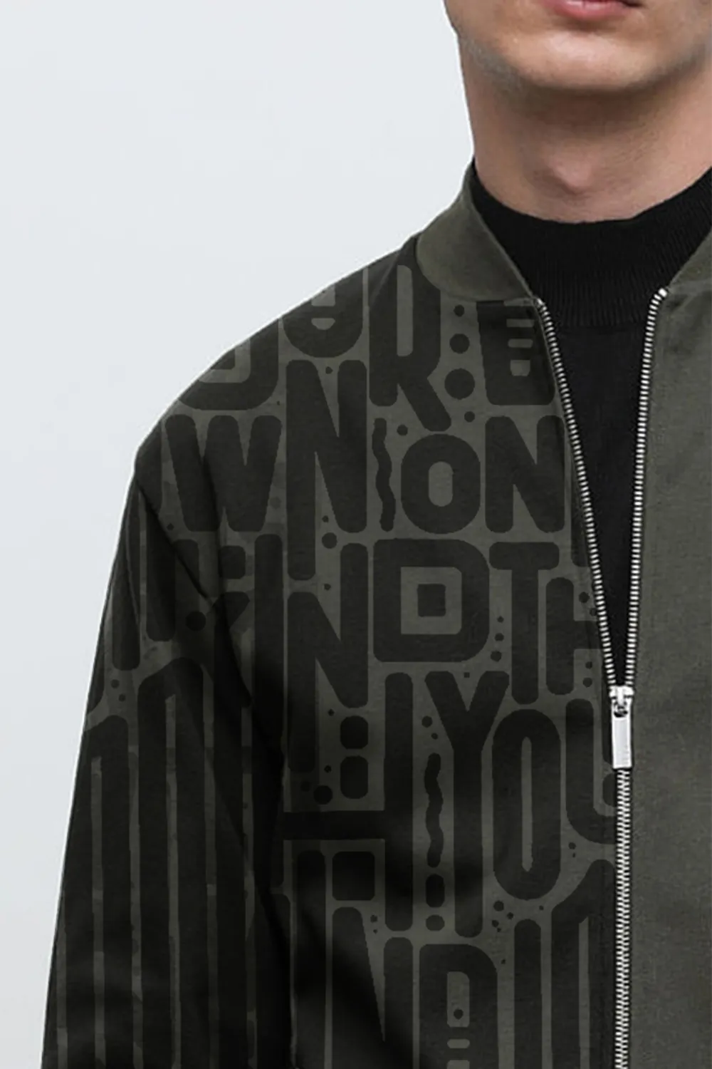 Dark Green Jersey Bomber Jacket
