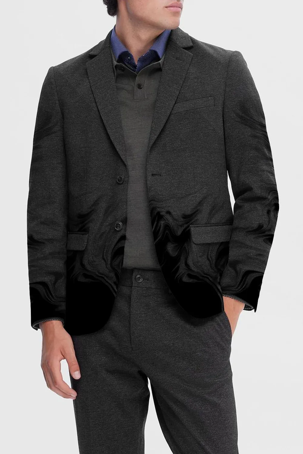 Dark Green Woven Slim Suit-Set Blazer